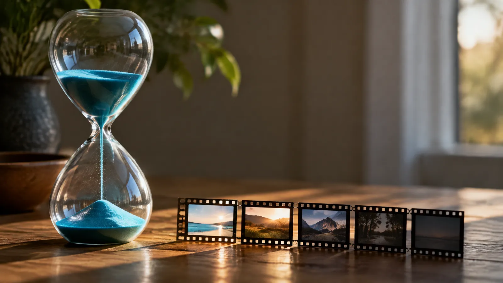 An hourglass beside a row of short video frames, showing a weekly usage allowance being spent