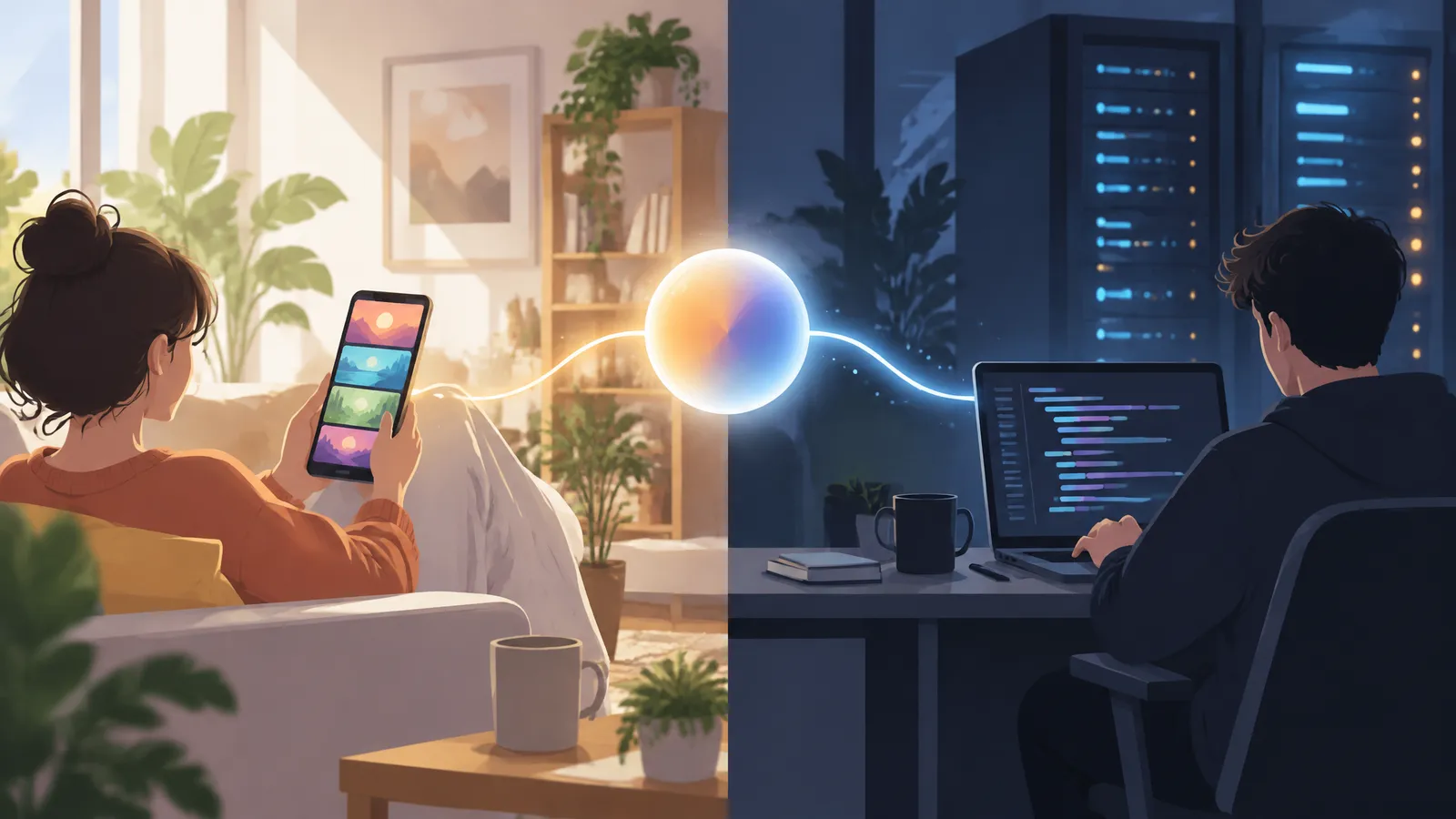 Two paths to the same model: a consumer creative app and a developer workstation