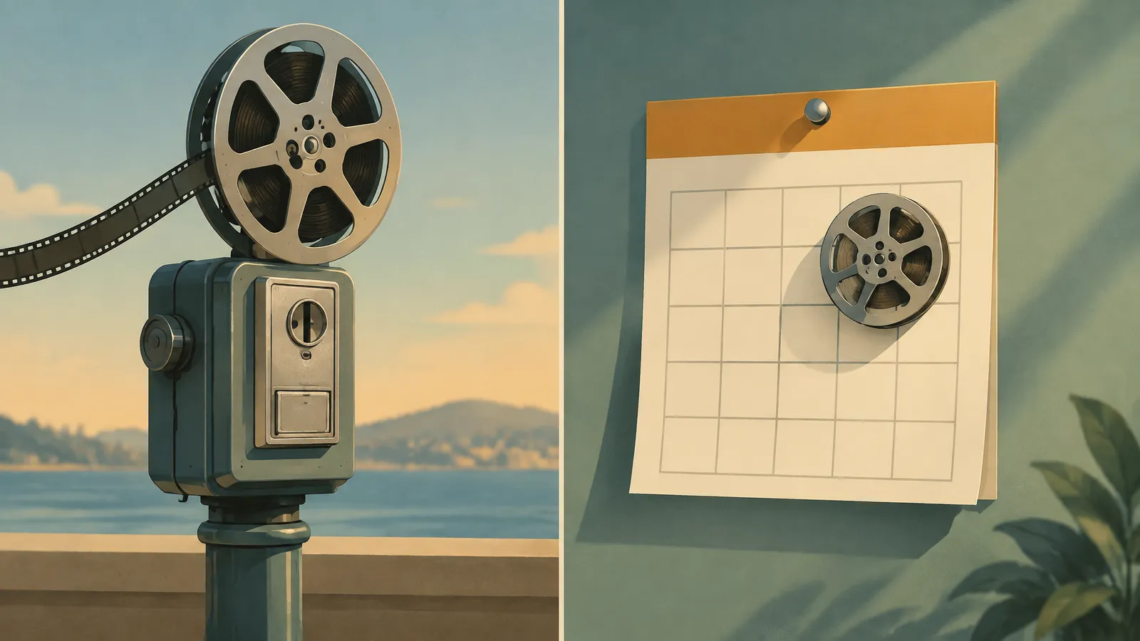Two paths compared: a coin meter for pay as you go and a monthly calendar for a subscription